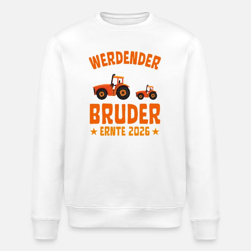 Werdender BRUDER Ernte 2026 Traktor - Stanley/Stella Unisex Bio-Sweatshirt ROLLER - Weiß