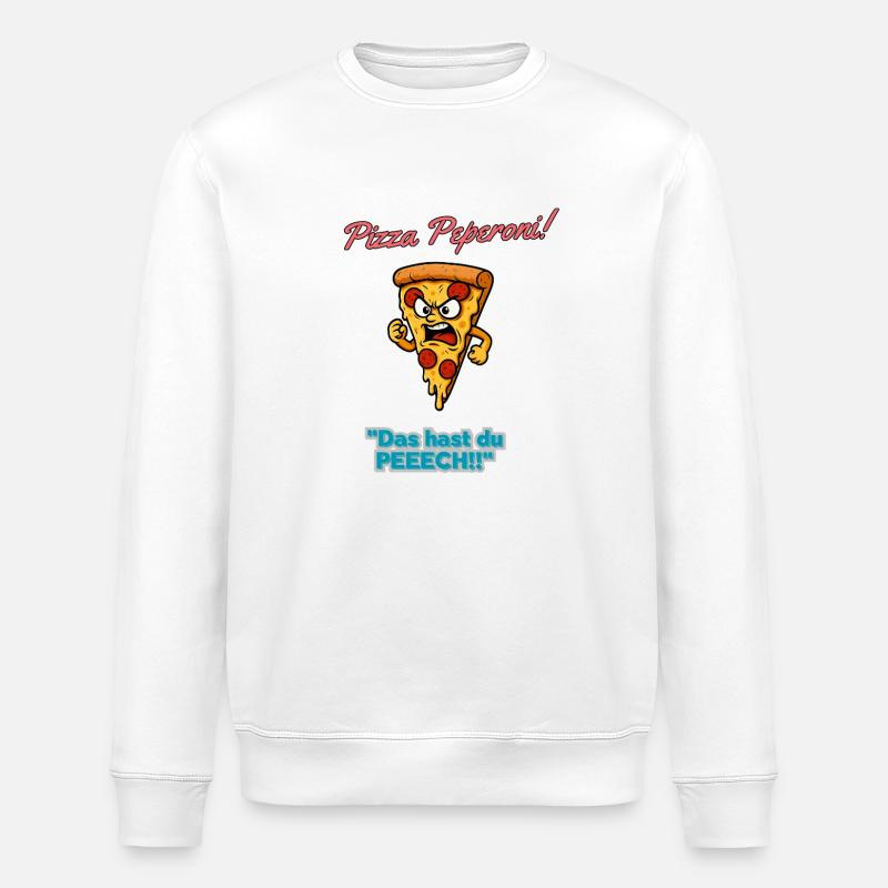 Pizza Peperoni Wütende Slice - Stanley/Stella Unisex Bio-Sweatshirt ROLLER - Weiß