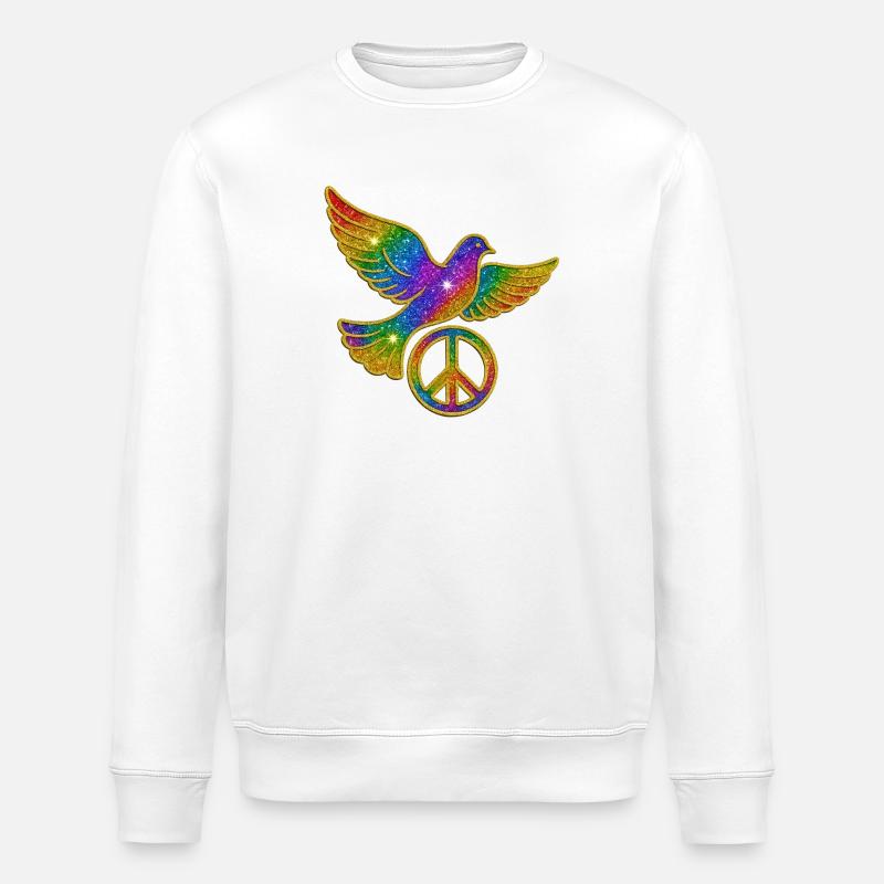 Regenbogen Taubenfriedenssymbol - Stanley/Stella Unisex Bio-Sweatshirt ROLLER - Weiß