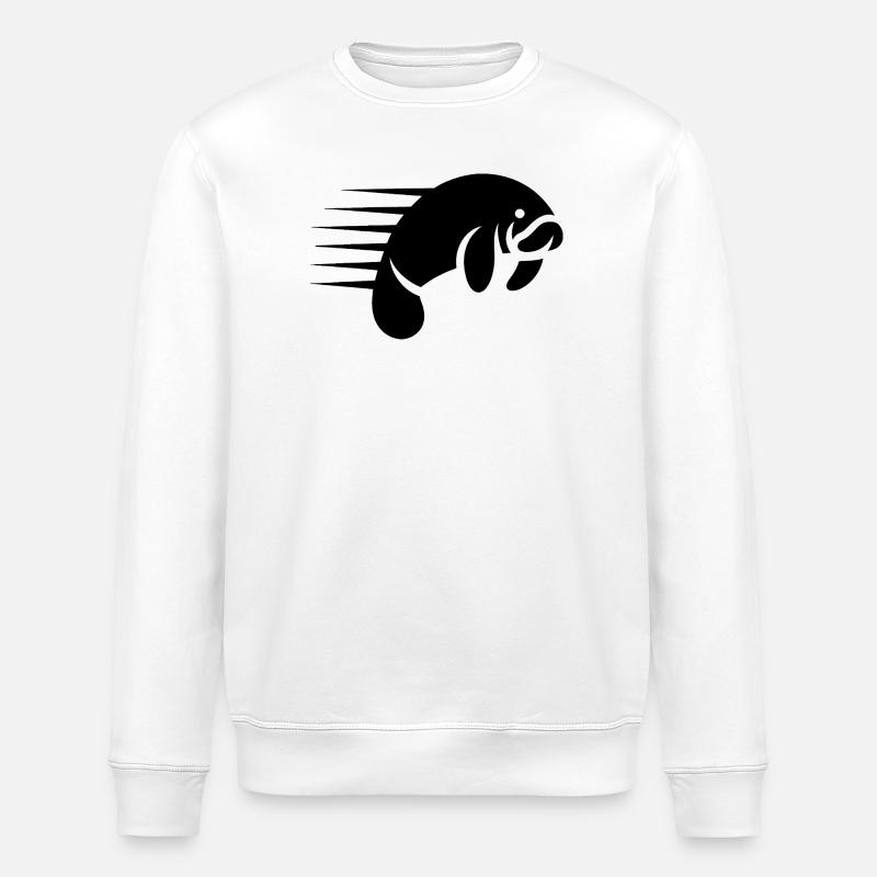 Dugong Manatee - Cool Seacow Logo - Stanley/Stella ROLLER Unisex Organic Sweatshirt - white