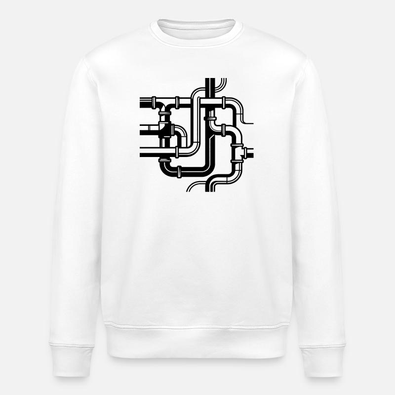 Intertwined Pipe Paths - Stanley/Stella ROLLER Unisex Organic Sweatshirt - white