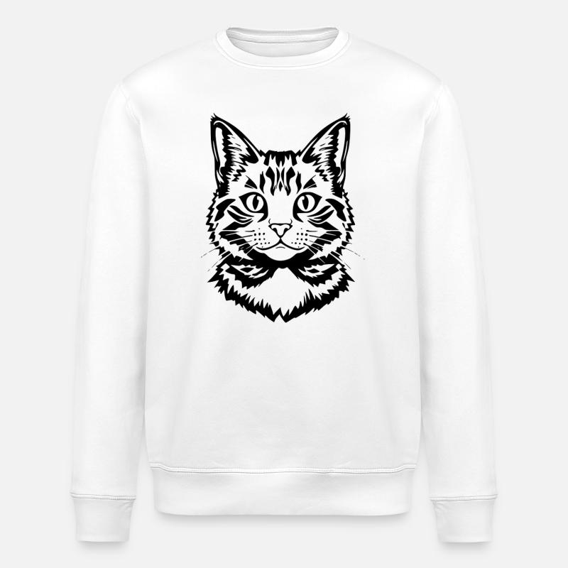 Chat Noir Noir Tête de chat - Sweat bio ROLLER Stanley/Stella Unisexe - blanc