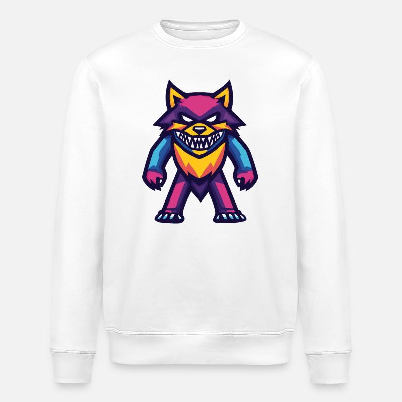 Wolf Halloween Zombie - Stanley/Stella ROLLER Unisex Organic Sweatshirt - white