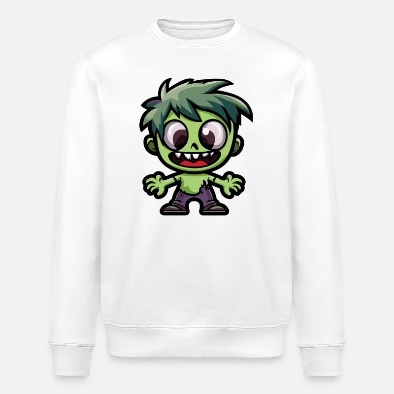 Zombie Halloween Cute Comic - Stanley/Stella ROLLER Unisex Organic Sweatshirt - white