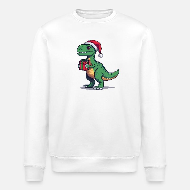 Vélociraptor 8 bits Pixel Noël - Sweat bio ROLLER Stanley/Stella Unisexe - blanc