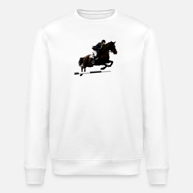 Springendes Pferd mit Reiter - Stanley/Stella Unisex Bio-Sweatshirt ROLLER - Weiß