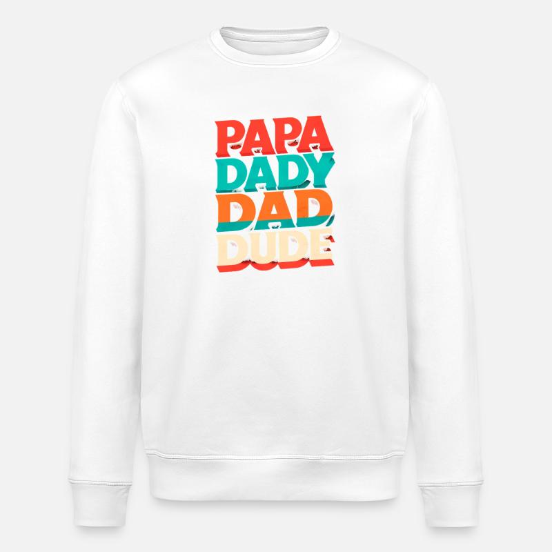 Papa Papa Dude Retro Regenbogen - Stanley/Stella Unisex Bio-Sweatshirt ROLLER - Weiß