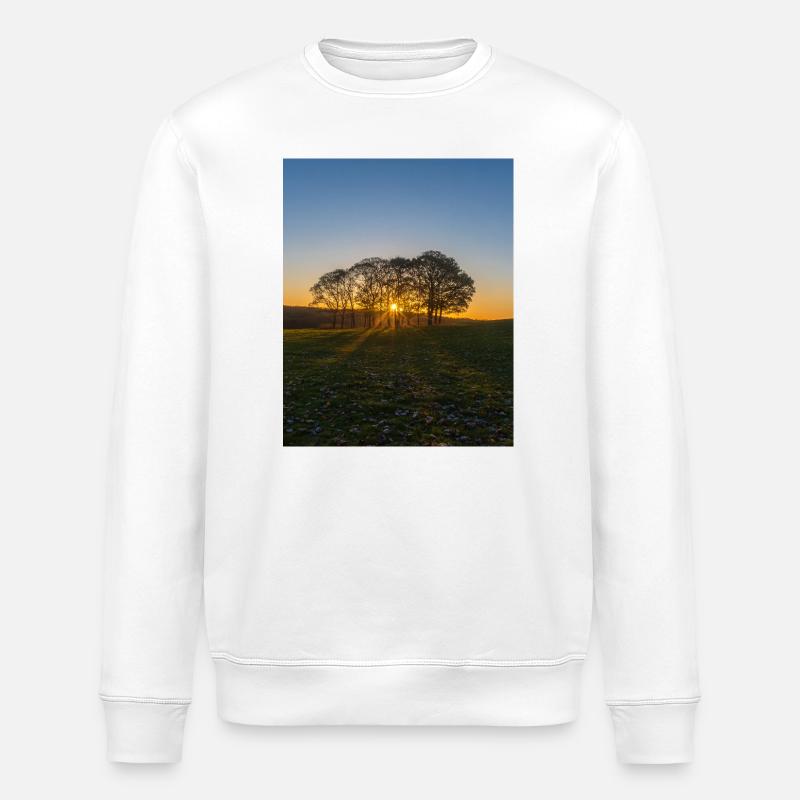 Tempel Newham Baum Sonnenaufgang - Stanley/Stella Unisex Bio-Sweatshirt ROLLER - Weiß