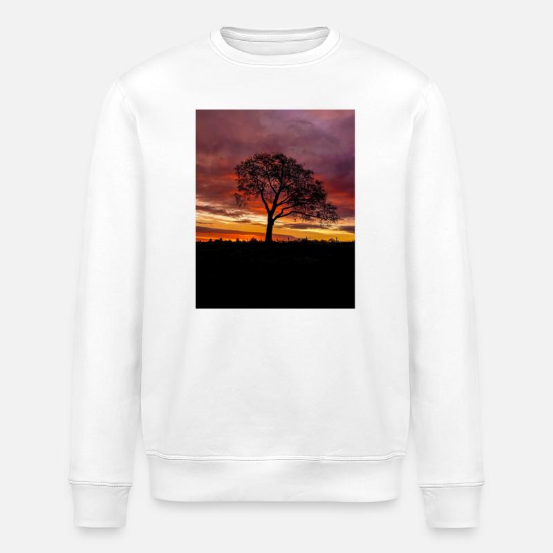 Colourful Sunrise Sky lonely Tree silhouette - Stanley/Stella ROLLER Unisex Organic Sweatshirt - white