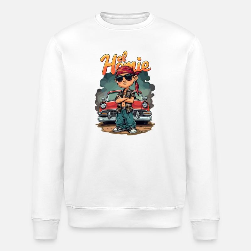 Biker Kid Oldtimer Vibe - Stanley/Stella Unisex Bio-Sweatshirt ROLLER - Weiß