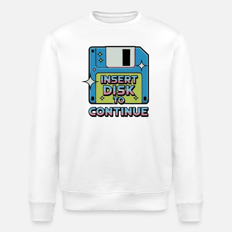 Y2K Retro – Insert Disk to Continue - Stanley/Stella ROLLER Unisex Organic Sweatshirt - white