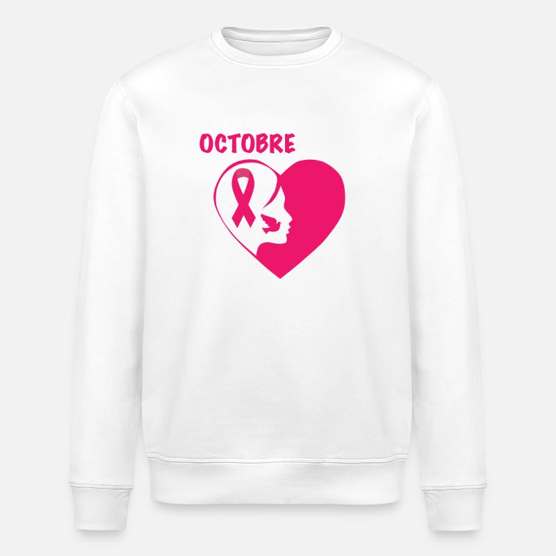 Octobre Rose Cœur Solidarité - Sweat bio ROLLER Stanley/Stella Unisexe - blanc
