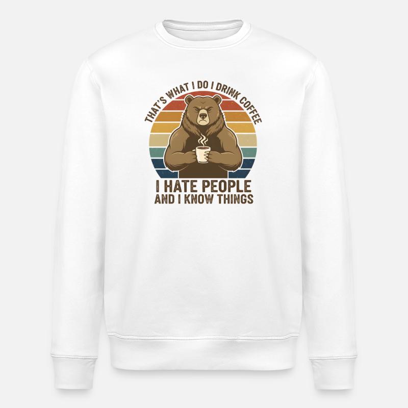Bär Kaffee Rebell Retro - Stanley/Stella Unisex Bio-Sweatshirt ROLLER - Weiß