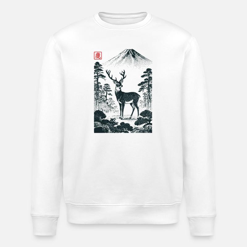 Cerf mystique avec tampon Hanko - Sweat bio ROLLER Stanley/Stella Unisexe - blanc