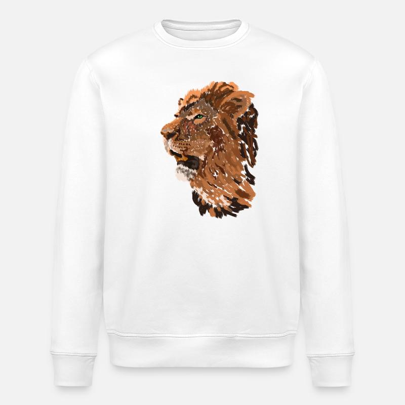 Tête de lion en style pinceau - Sweat bio ROLLER Stanley/Stella Unisexe - blanc