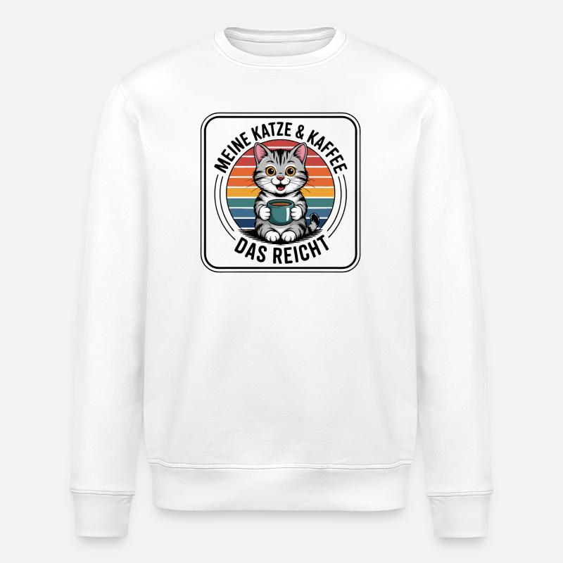 Chaton Café en Retro Rainbow - Sweat bio ROLLER Stanley/Stella Unisexe - blanc