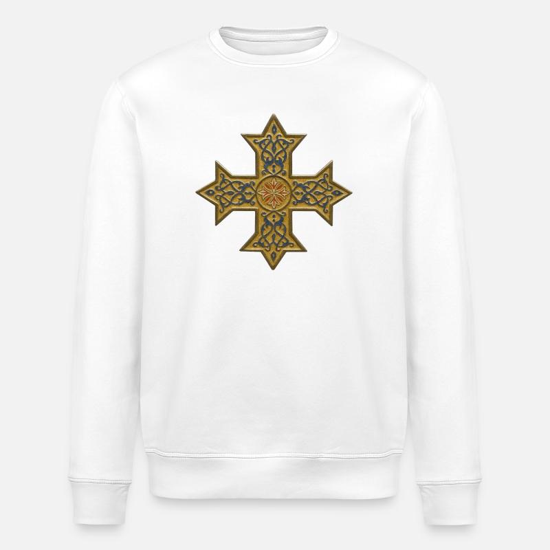 Coptic Cross - Stanley/Stella ROLLER Unisex Organic Sweatshirt - white