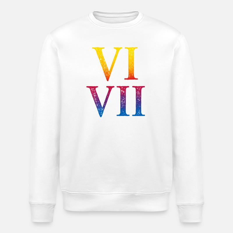 67 Meme VII Römischer Ziffernstapel - Stanley/Stella Unisex Bio-Sweatshirt ROLLER - Weiß