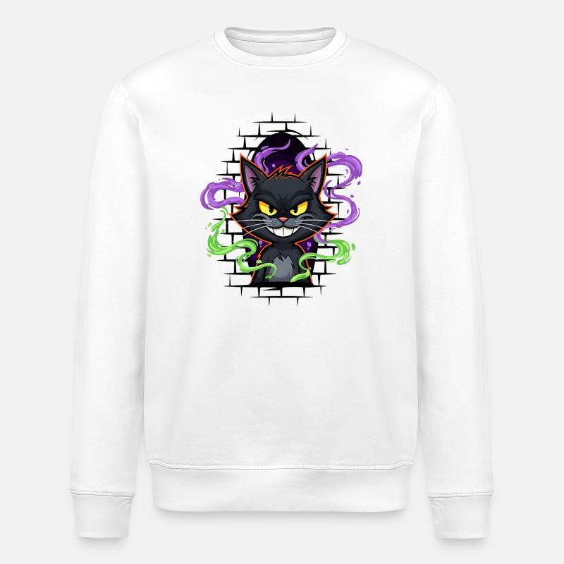Graffiti Katze Neon - Stanley/Stella Unisex Bio-Sweatshirt ROLLER - Weiß