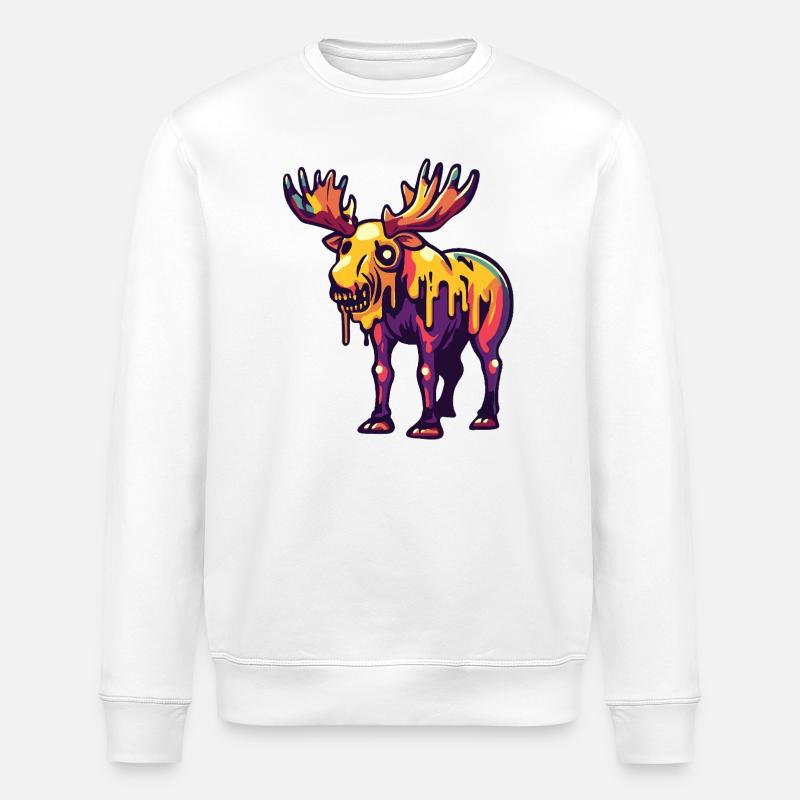 Elch Halloween Zombie - Stanley/Stella Unisex Bio-Sweatshirt ROLLER - Weiß