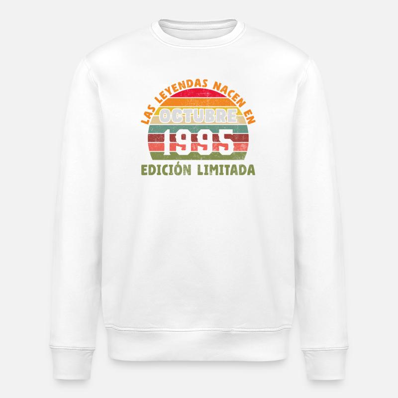 October 1995 Vinatge Retro Birthday Gift - Stanley/Stella ROLLER Unisex Organic Sweatshirt - white