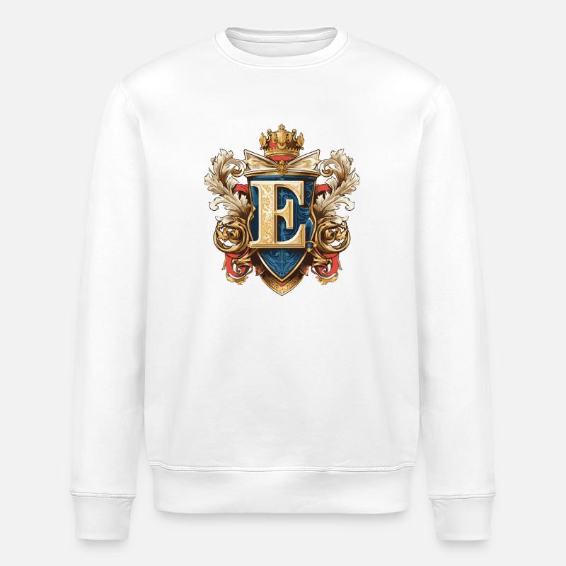 E Letter Name Crown - Stanley/Stella ROLLER Unisex Organic Sweatshirt - white