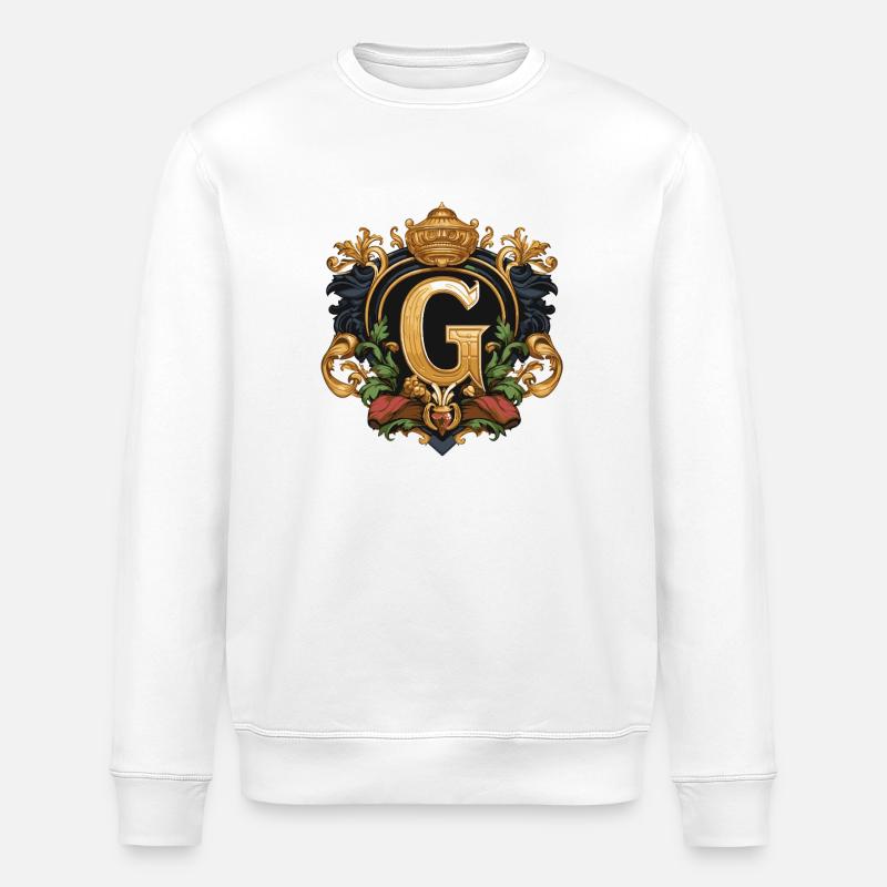 G Letter Name Crown - Stanley/Stella ROLLER Unisex Organic Sweatshirt - white