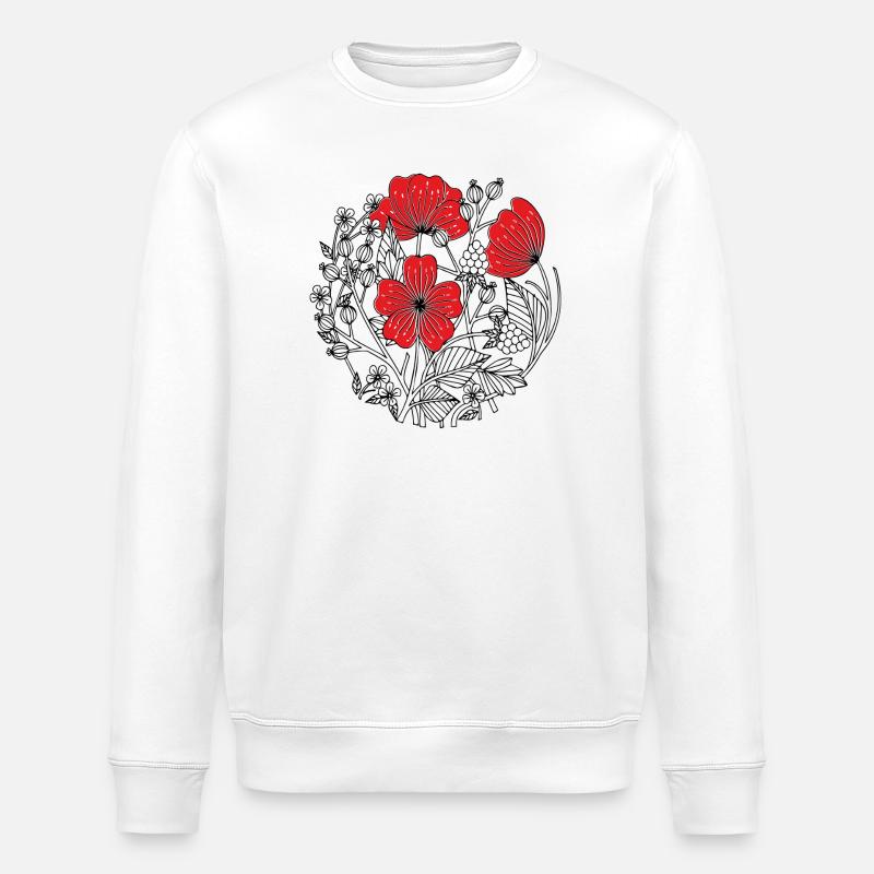 Fleurs d’hibiscus - Sweat bio ROLLER Stanley/Stella Unisexe - blanc