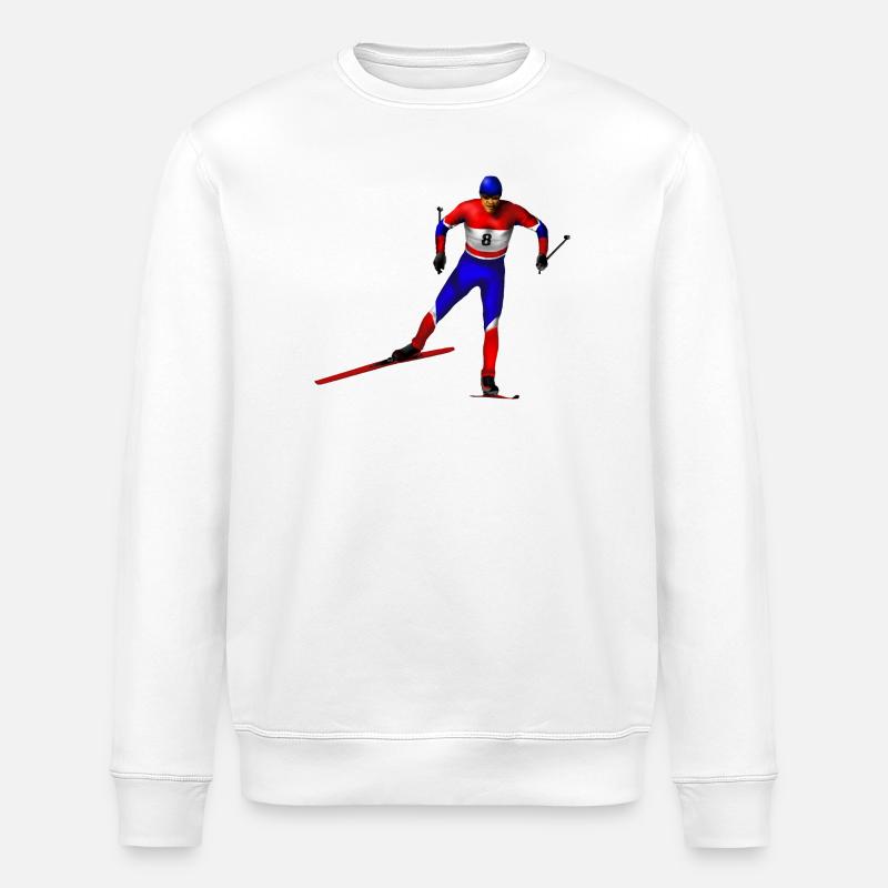 Skiers Red Blue White – Dynamic Style - Stanley/Stella ROLLER Unisex Organic Sweatshirt - white