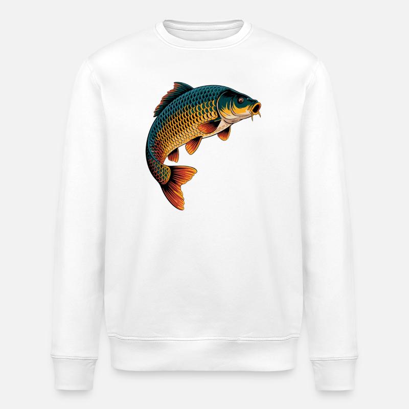 Jumping Carp - Stanley/Stella ROLLER Unisex Organic Sweatshirt - white