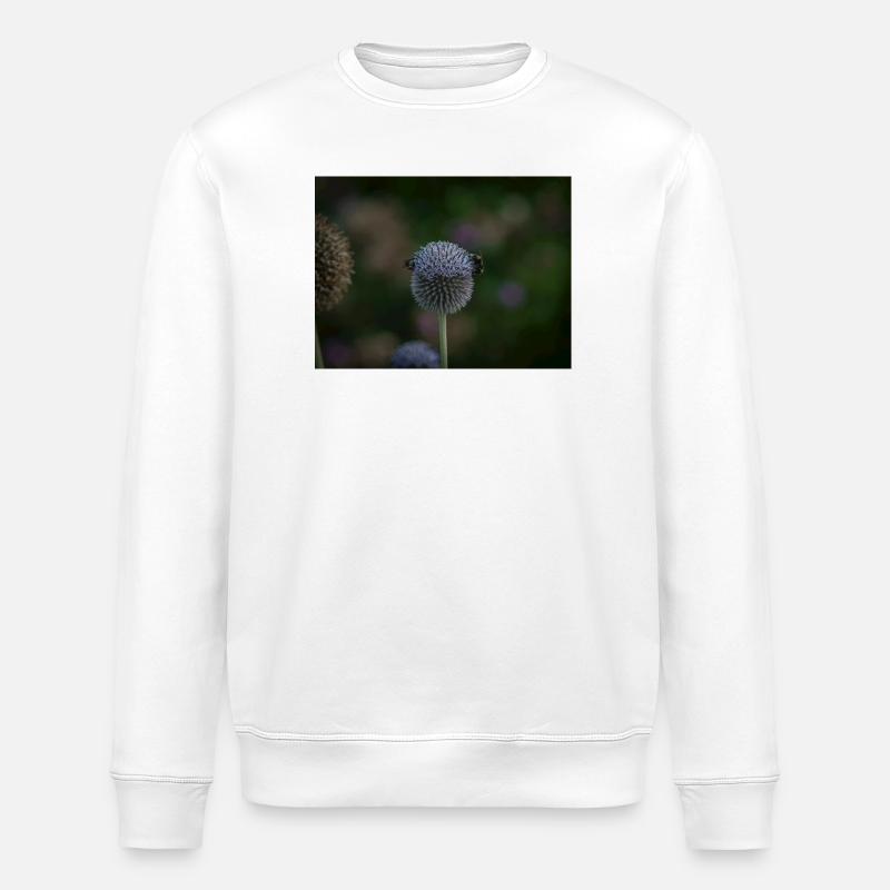 Abeilles sur chardon globe violet - Sweat bio ROLLER Stanley/Stella Unisexe - blanc