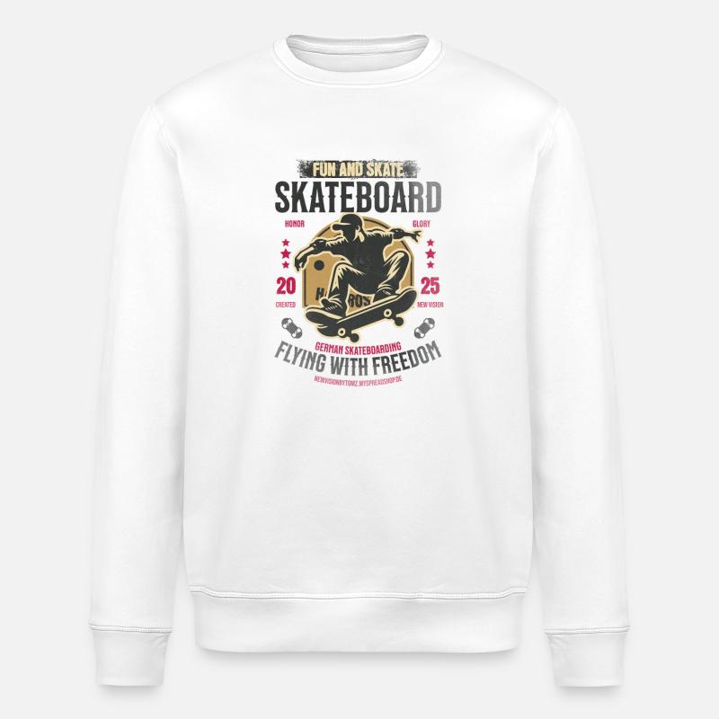 Flying with Freedom – Skateboard 2025 - Stanley/Stella Unisex Bio-Sweatshirt ROLLER - Weiß