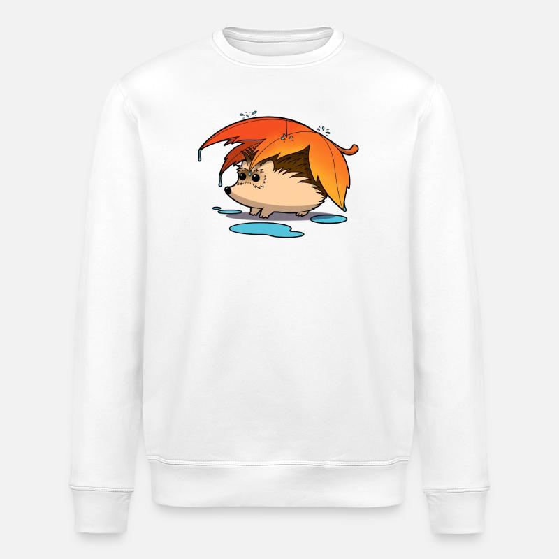 Igel unter Laubschirm - Stanley/Stella Unisex Bio-Sweatshirt ROLLER - Weiß