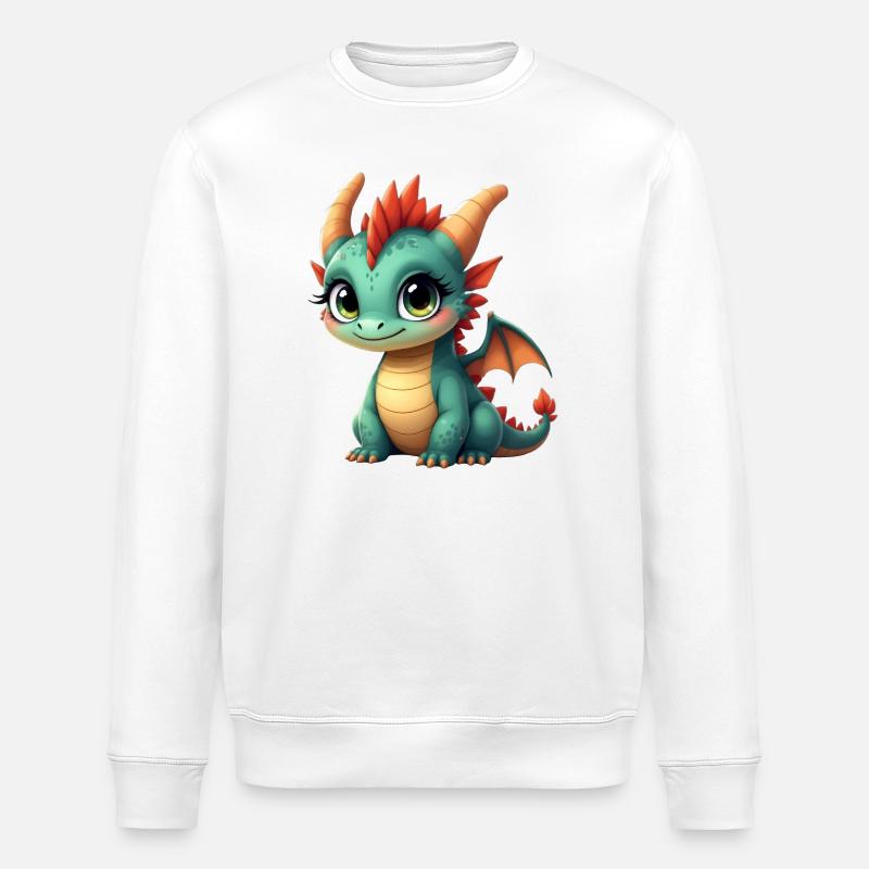 Niedlicher Babydrache - Stanley/Stella Unisex Bio-Sweatshirt ROLLER - Weiß