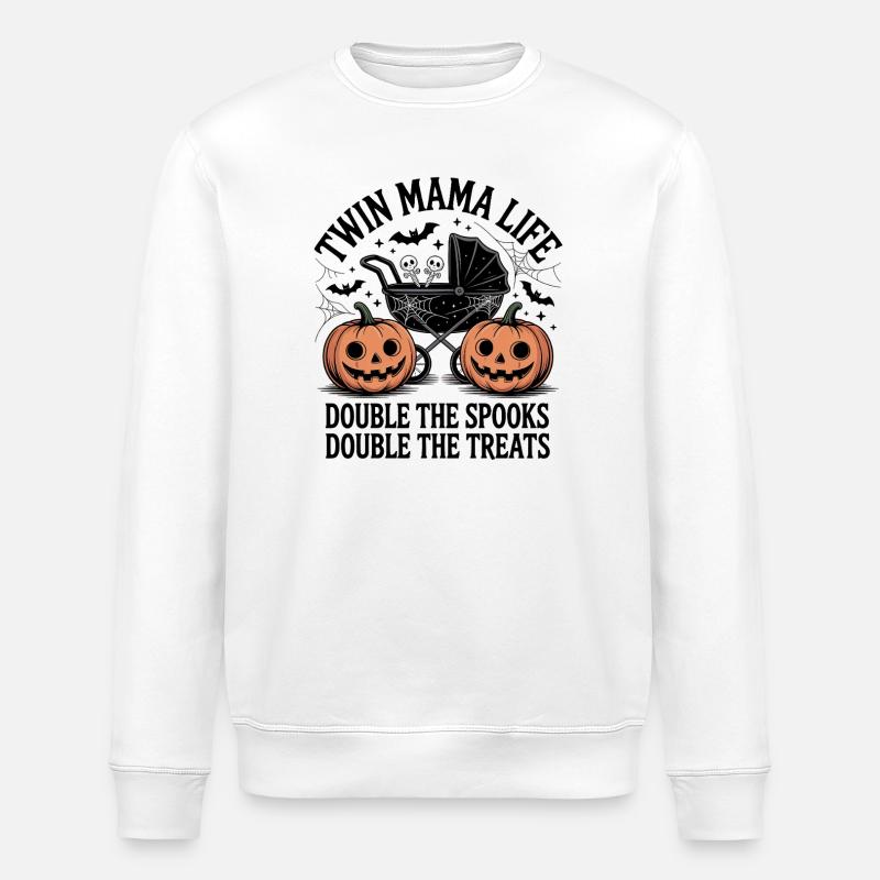 Halloween Doppeltes Spukbaby - Stanley/Stella Unisex Bio-Sweatshirt ROLLER - Weiß