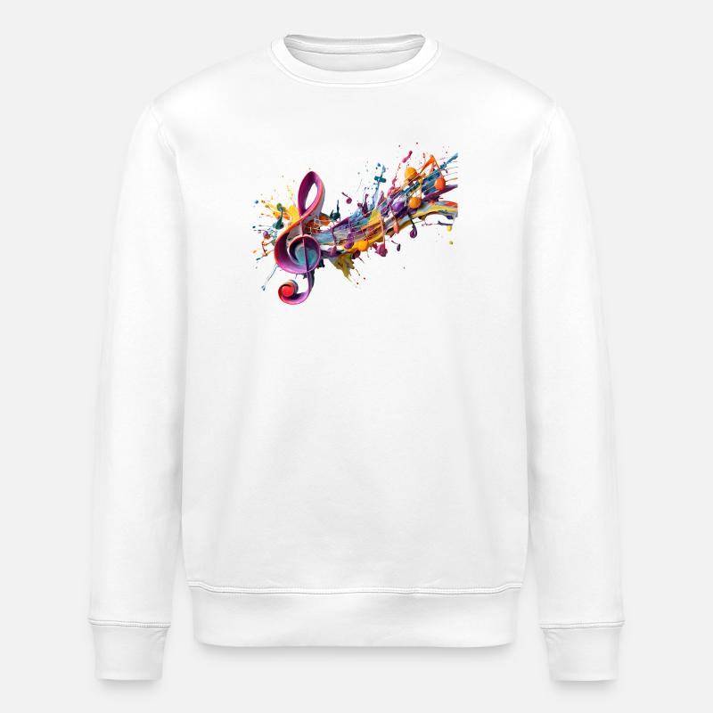 Coloured notes with clef - Stanley/Stella ROLLER Unisex Organic Sweatshirt - white