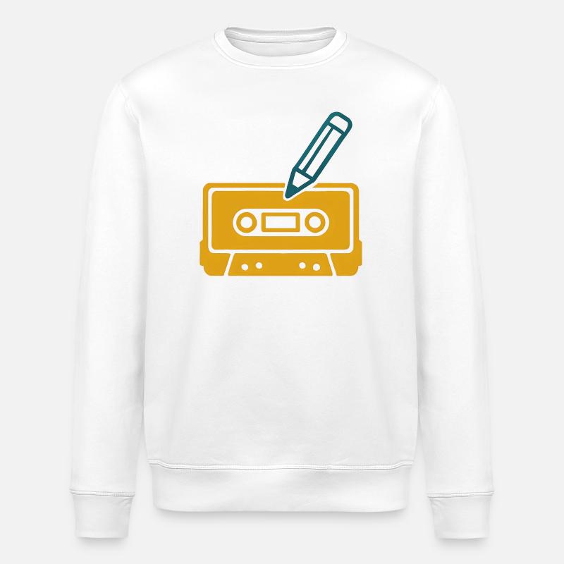 Cassette rétro au crayon - Sweat bio ROLLER Stanley/Stella Unisexe - blanc