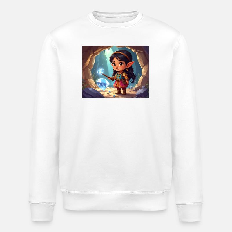 Elven Heroine in the Crystal Path - Stanley/Stella ROLLER Unisex Organic Sweatshirt - white