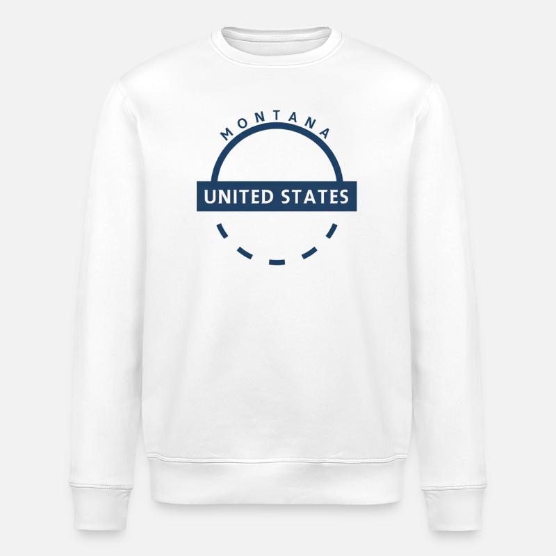Montana US Emblem Runder Ring - Stanley/Stella Unisex Bio-Sweatshirt ROLLER - Weiß