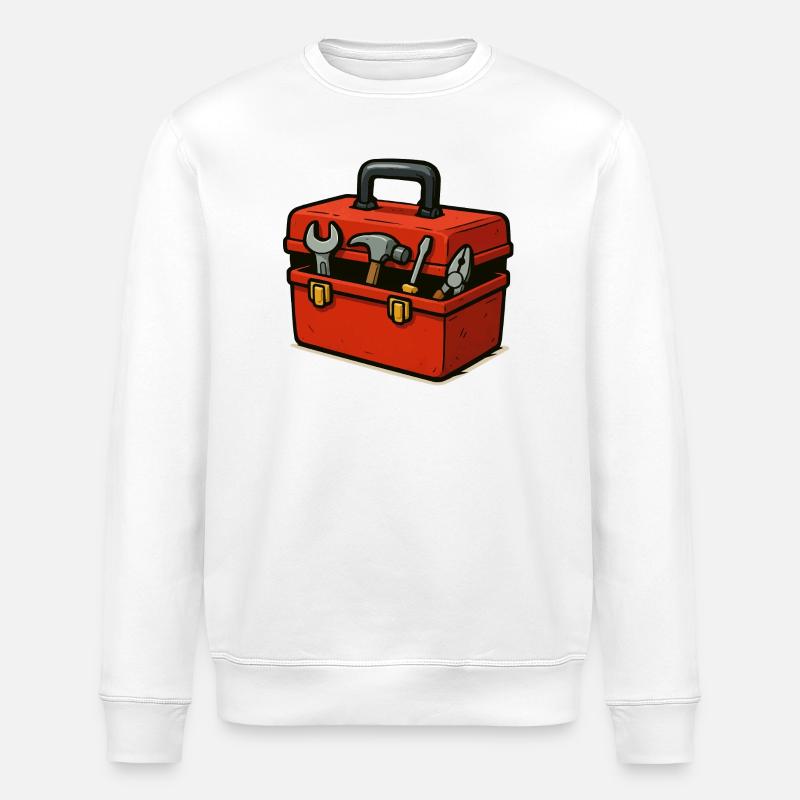 Compact Toolbox Illustration - Stanley/Stella ROLLER Unisex Organic Sweatshirt - white