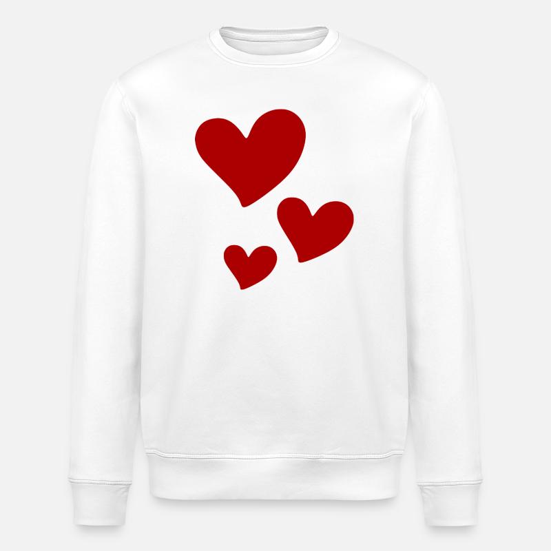 Red Hearts Trio Print - Stanley/Stella ROLLER Unisex Organic Sweatshirt - white