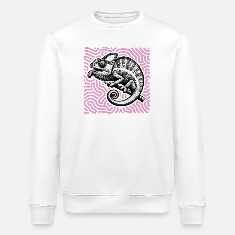 Chamäleon Pastell Stammeskunst - Stanley/Stella Unisex Bio-Sweatshirt ROLLER - Weiß