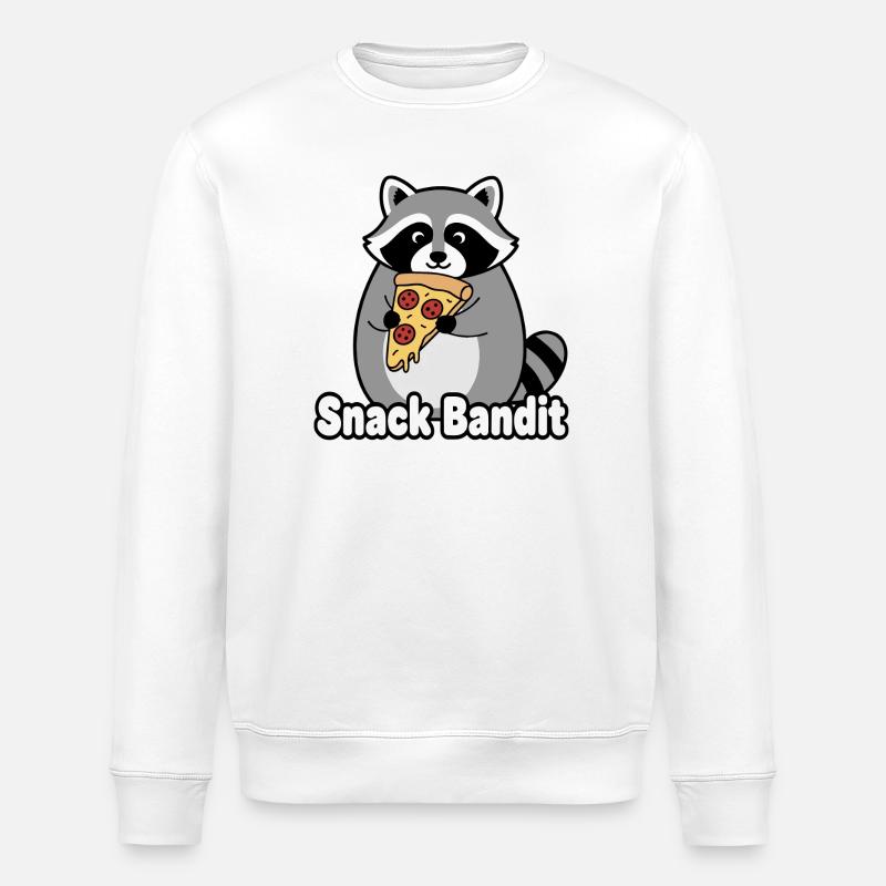 Snack Bandit Pizza raton laveur - Sweat bio ROLLER Stanley/Stella Unisexe - blanc