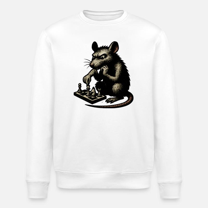 Ratte am Schachbrett - Stanley/Stella Unisex Bio-Sweatshirt ROLLER - Weiß