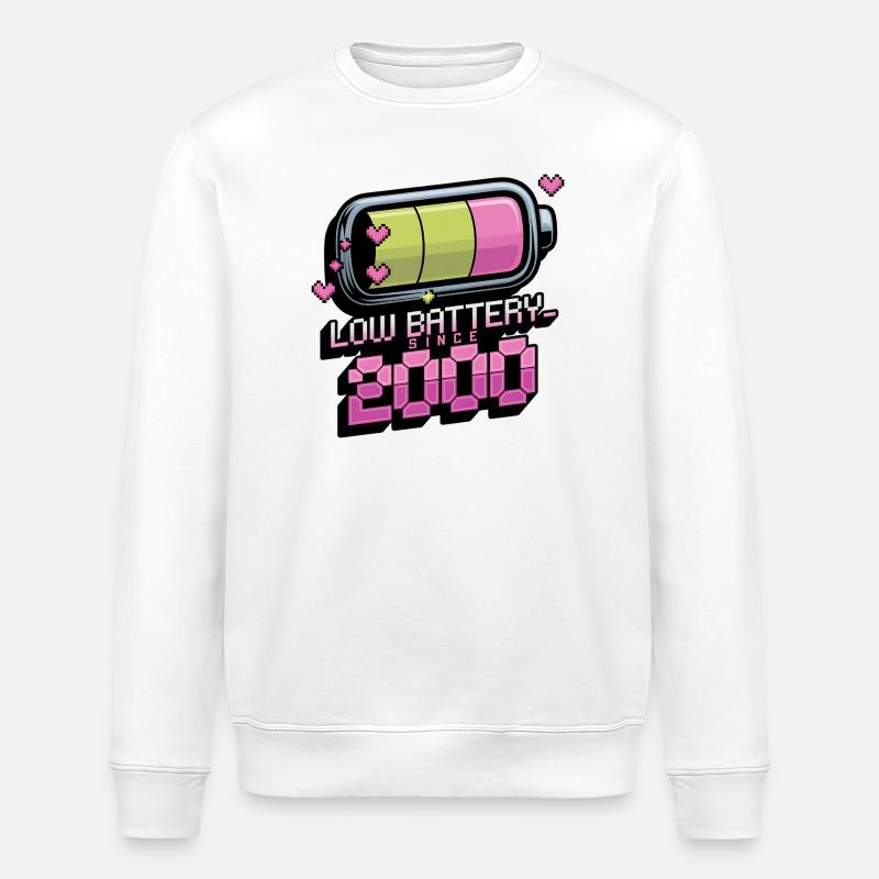 Y2K Retro – Batterie faible depuis 2000 - Sweat bio ROLLER Stanley/Stella Unisexe - blanc