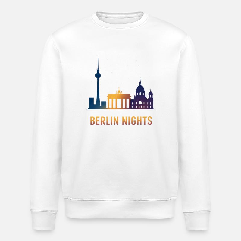 Skyline de la nuit de Berlin - Sweat bio ROLLER Stanley/Stella Unisexe - blanc