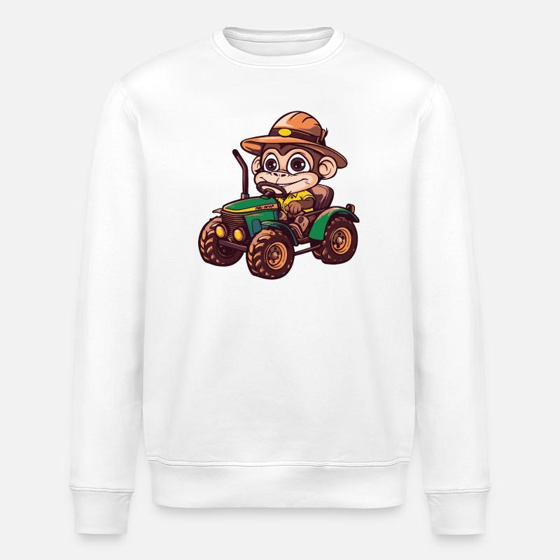 Affe Traktor Farmer - Stanley/Stella Unisex Bio-Sweatshirt ROLLER - Weiß