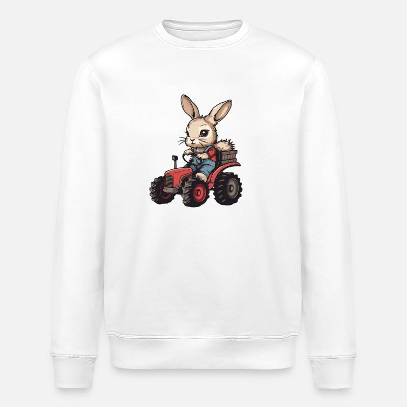 Hase Traktor Farmer - Stanley/Stella Unisex Bio-Sweatshirt ROLLER - Weiß