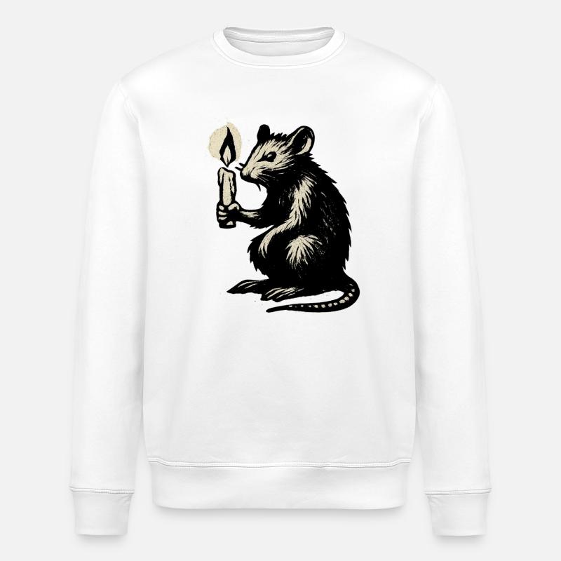 Mouse candlelight - Stanley/Stella ROLLER Unisex Organic Sweatshirt - white