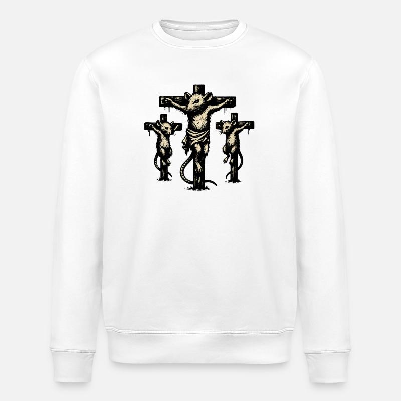 Rattenkreuz Triptychon Illustration - Stanley/Stella Unisex Bio-Sweatshirt ROLLER - Weiß